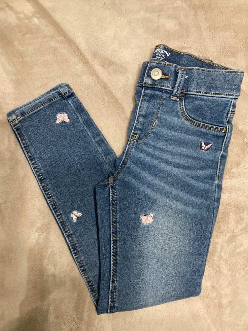 Wonder Nation Girls Skinny Butterfly Pull-on Jegging Size M (7-8) EUC!